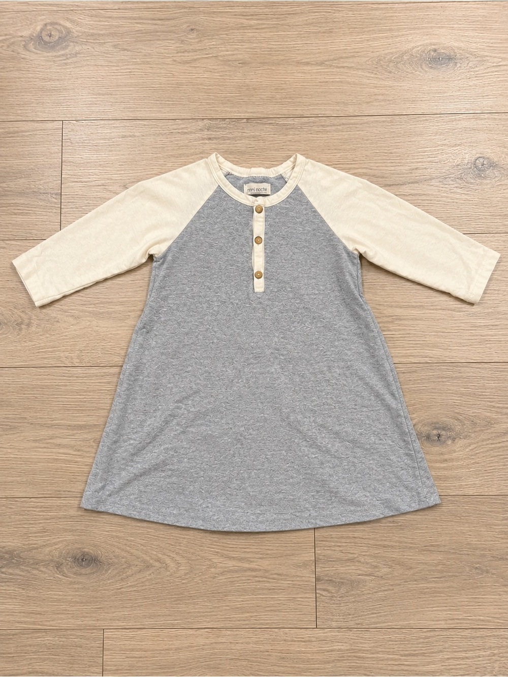 MINI MIOCHE Gray & Cream Raglan Kids Dress Size 5/6